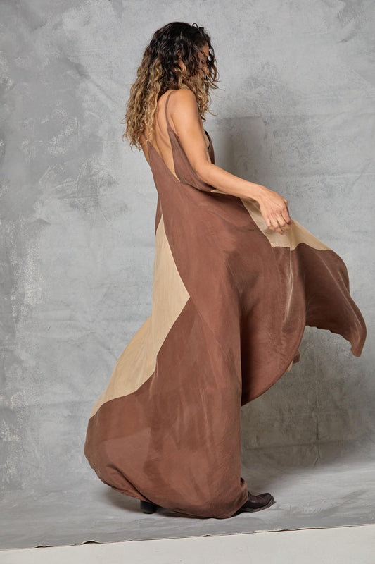 Stevie Dress in Cupro - Color Block