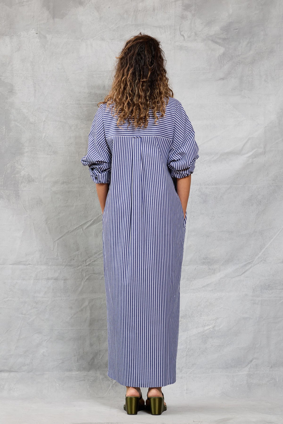 Slim Phoebe Shirt Dress - Navy Stripe