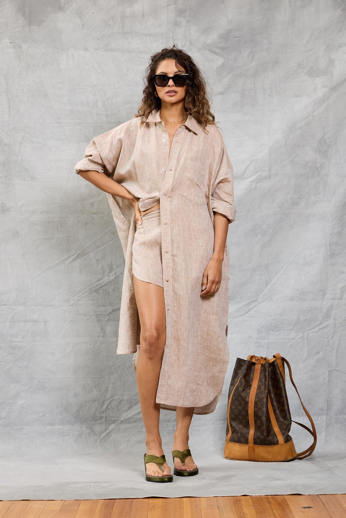 Florence Shirt Dress in Khaki