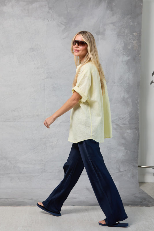 Riviera Shirt in Linen - Lemon