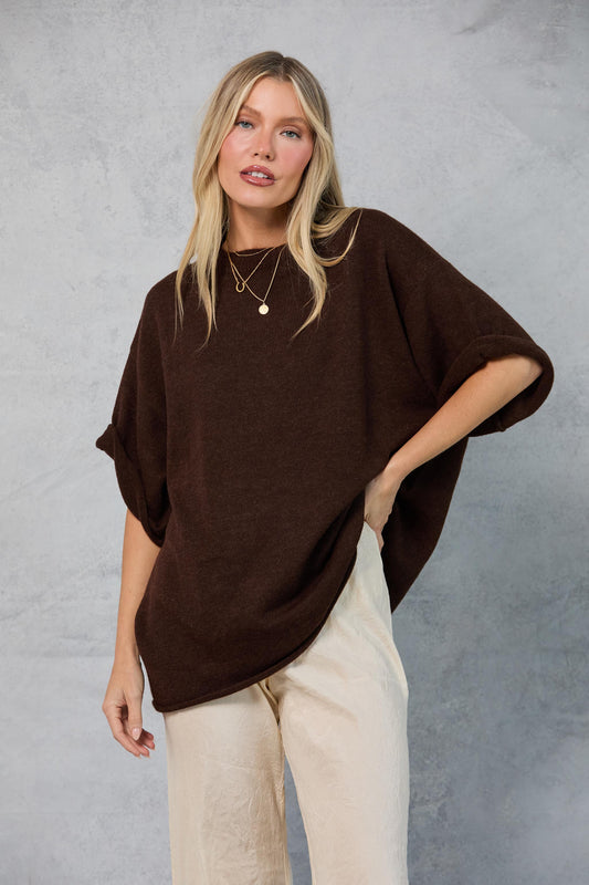 Boyfriend Knit Tee in Cocoa