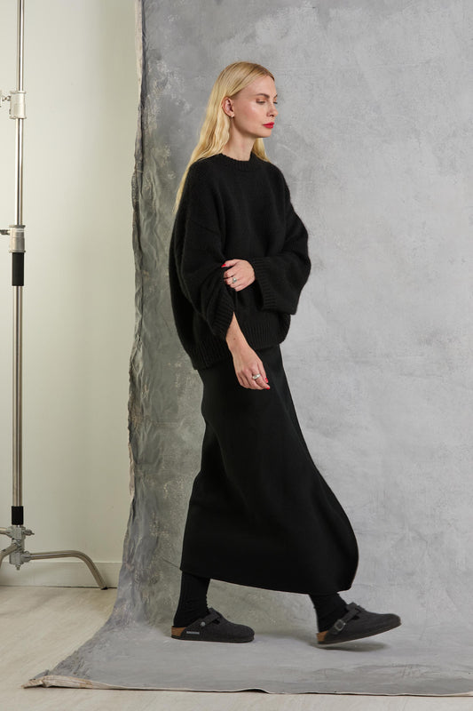 Wool Wrap Skirt - Black