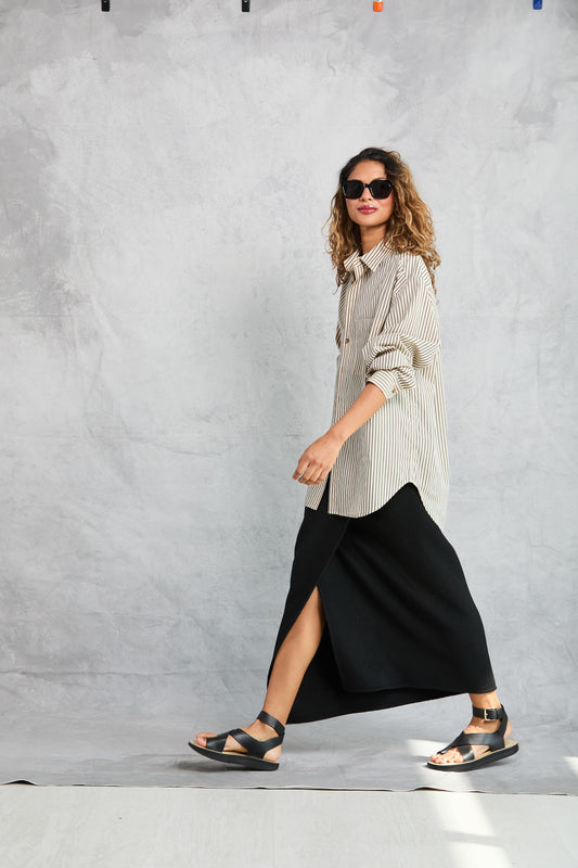 Wool Wrap Skirt - Black