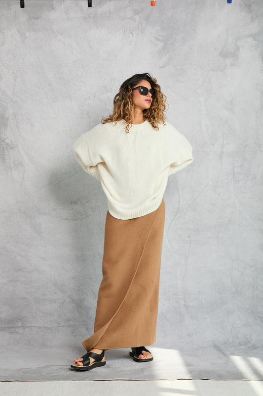 Wool Wrap Skirt - Camel