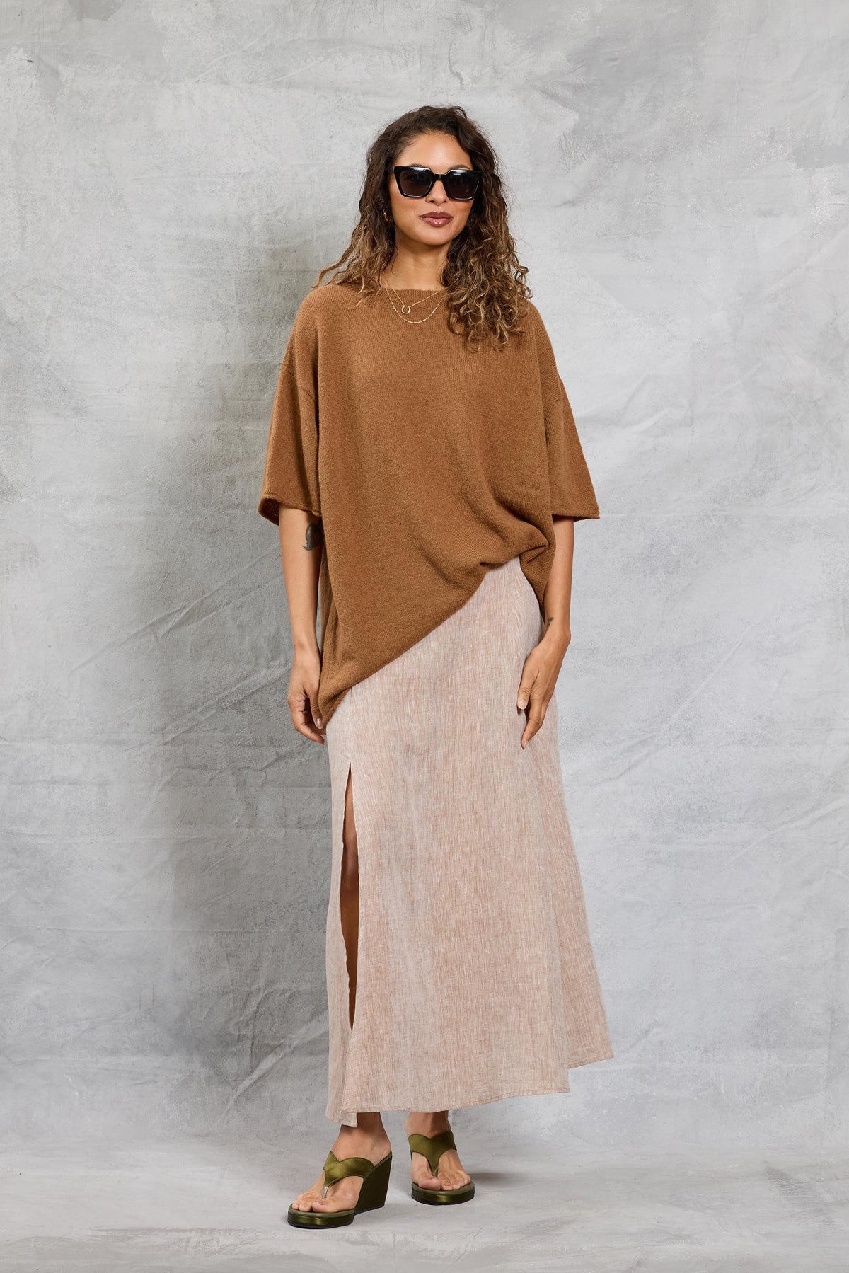 Boyfriend Knit Tee in Latte