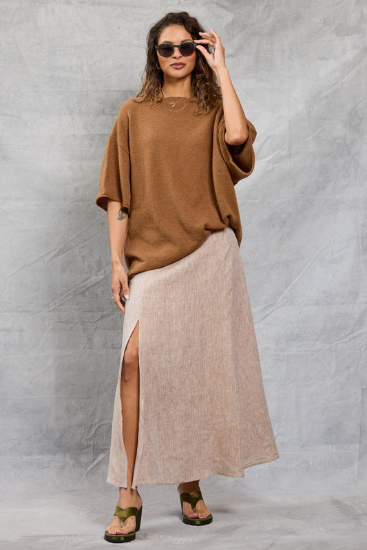 Boyfriend Knit Tee in Latte