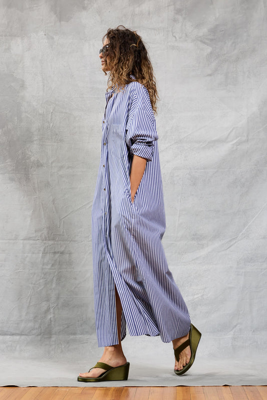 Slim Phoebe Shirt Dress - Navy Stripe