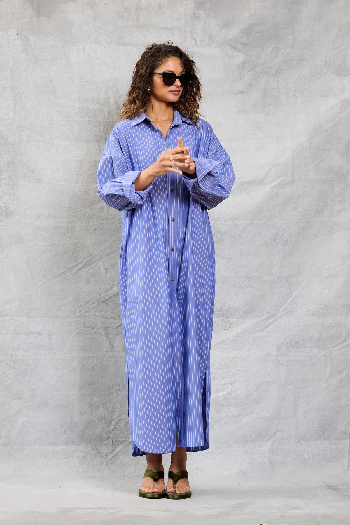 Slim Phoebe Shirt Dress - Ciel Stripe