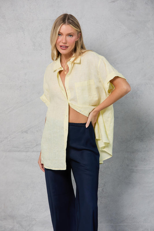 Riviera Shirt in Linen - Lemon