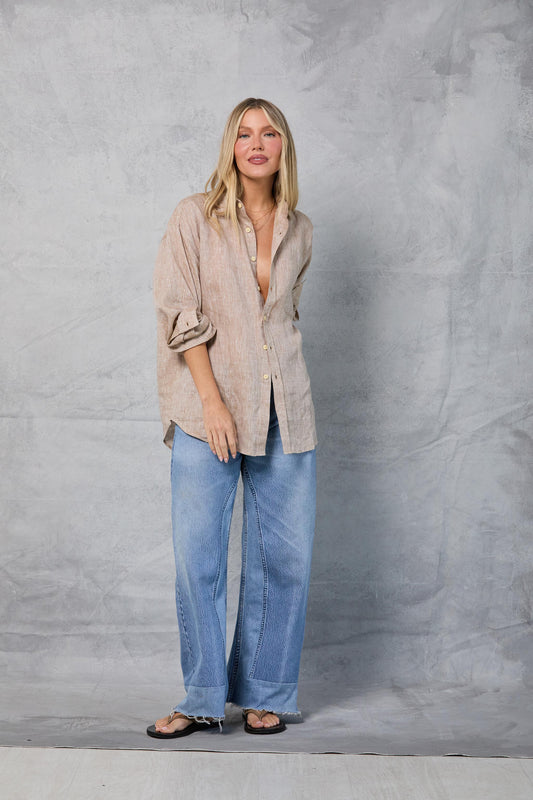 Repeat Shirt in Linen - Khaki