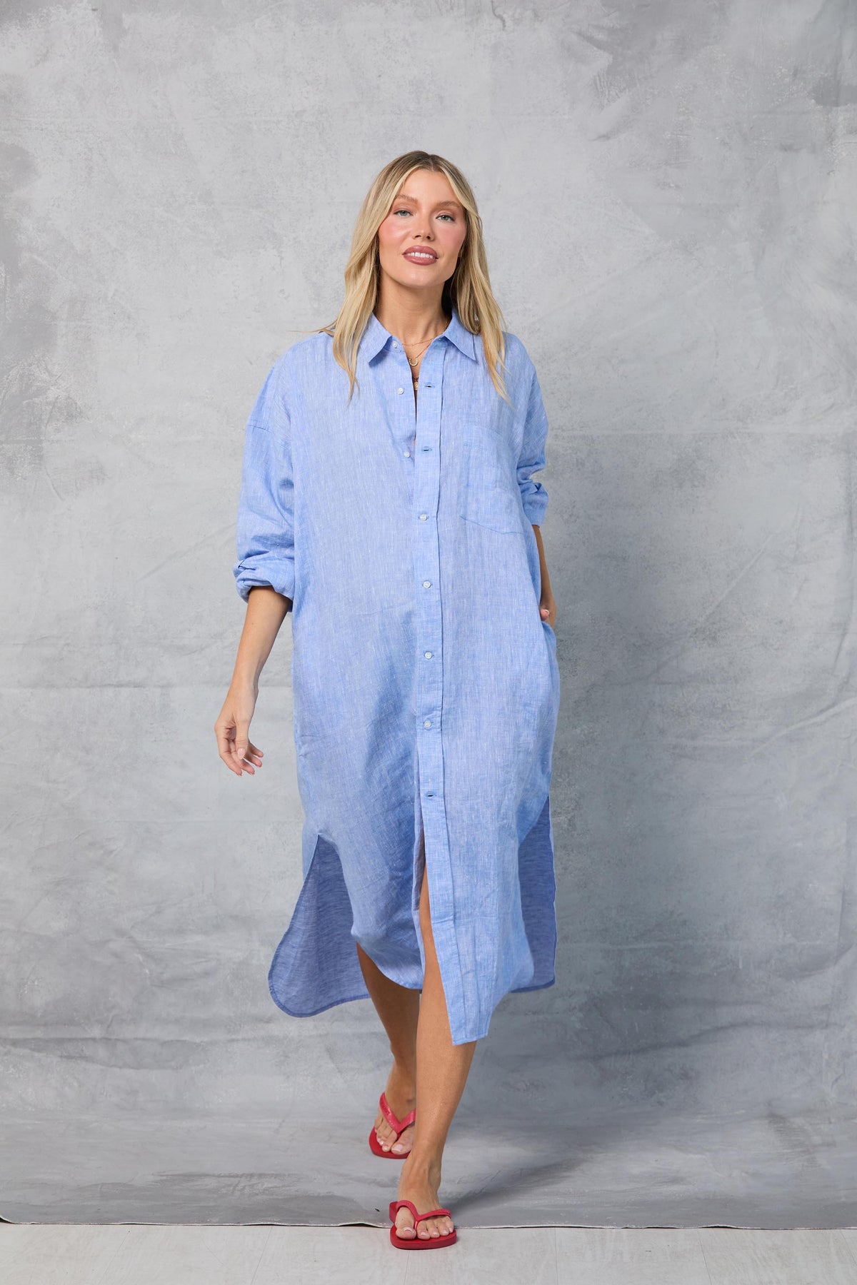 Florence Shirt Dress in Chambray