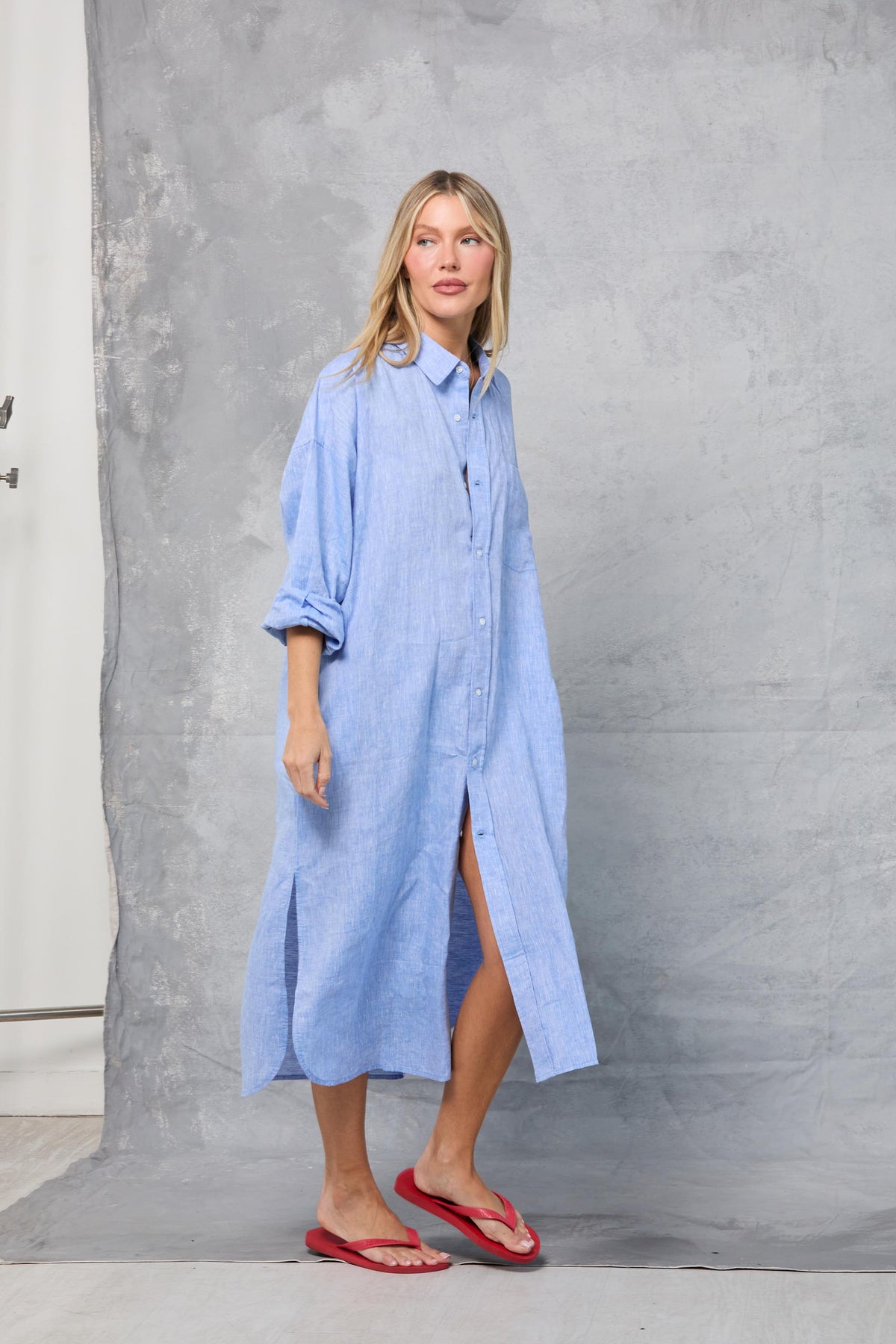 Florence Shirt Dress in Chambray