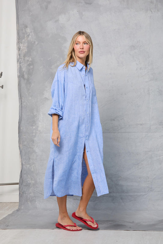 Florence Shirt Dress in Chambray