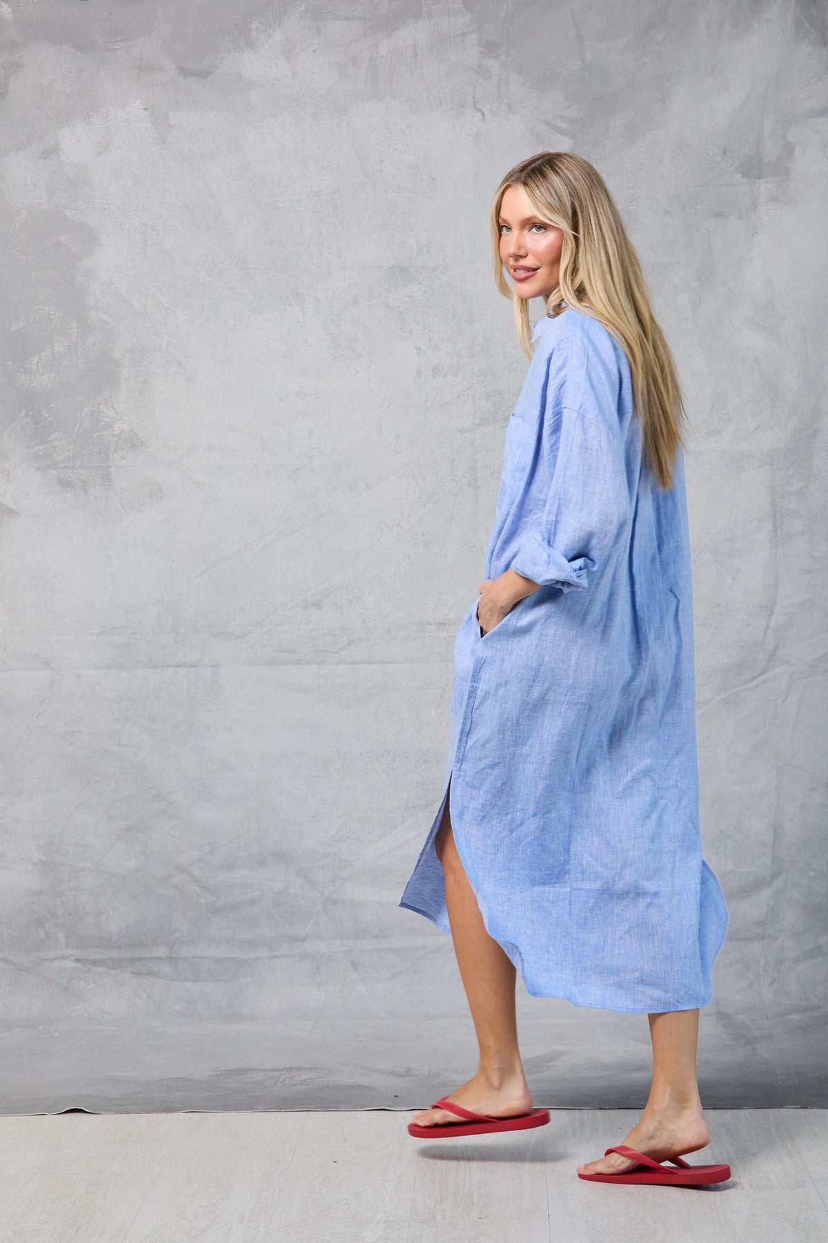 Florence Shirt Dress in Chambray