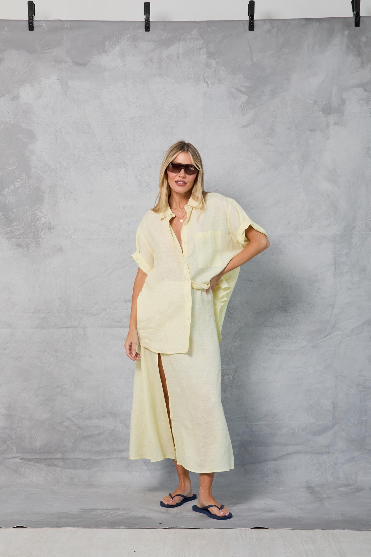 Riviera Skirt in Linen - Lemon