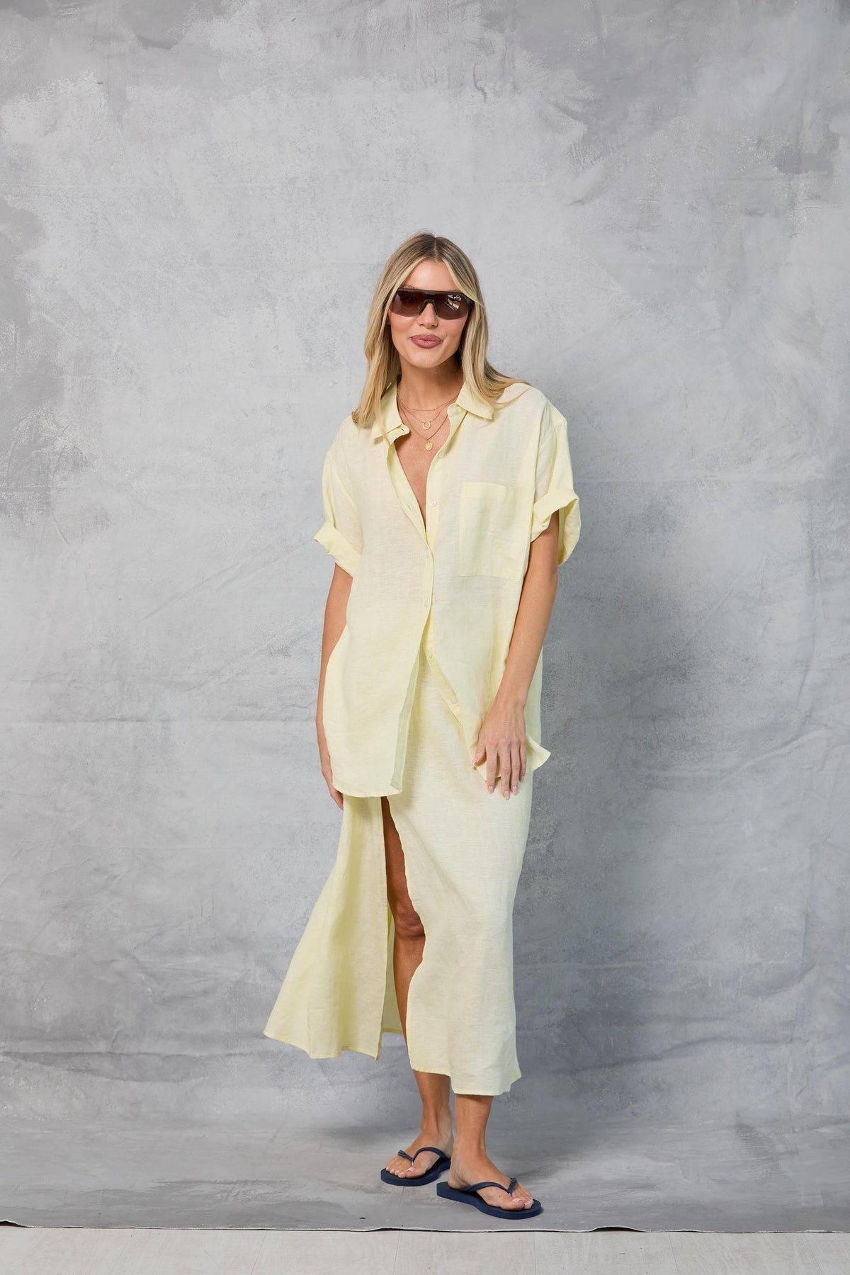 Riviera Skirt in Linen - Lemon