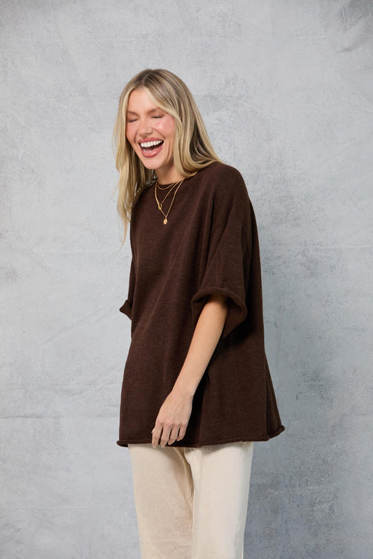 Boyfriend Knit Tee in Cocoa