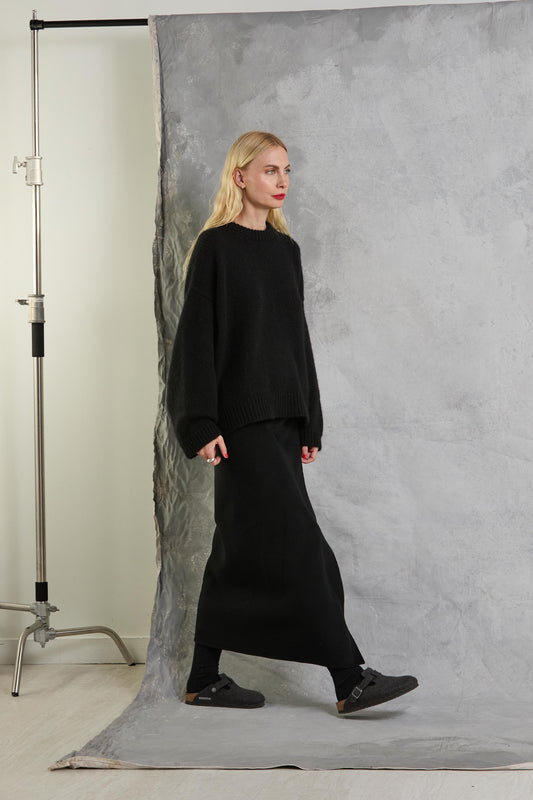 Wool Wrap Skirt - Black